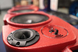 ASB Audio black Super Tweeter installed in a red soundbar, providing high-performance treble for Jeep Wrangler audio systems