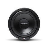 Front view of the Rockford Fosgate 10-inch subwoofer, showcasing the speaker grille and design, not installed in an enclosure