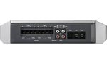 Back view of the Rockford Fosgate Marine 4-Channel Amplifier showing its ports, designed for marine and Jeep Wrangler audio systems.