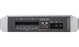 Back view of the Rockford Fosgate Marine 4-Channel Amplifier showing its ports, designed for marine and Jeep Wrangler audio systems.