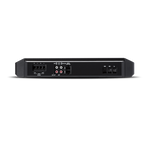 Back view of the Rockford Fosgate Punch 1,000 Watt 2-Channel Amplifier, displaying ports for wiring, designed for Jeep Wrangler and car audio systems.