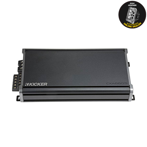 Front and top view of the Kicker 46CXA660.5T CX Series 5-Channel Amplifier, ideal for Jeep custom audio speaker systems.