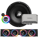 TJ American SoundBar "ASB Audio" Kit TJ Package American SoundBar Black Rockford Fosgate M2 MARINE 750 Watt 5-Channel RGB LED 8" Ring Light Kit