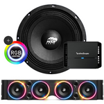 TJ American SoundBar "ASB Audio" Kit TJ Package American SoundBar Black Rockford Fosgate P4 400 Watt 4-Channel RGB LED 8" Ring Light Kit