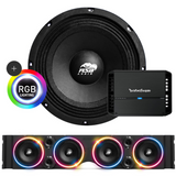 TJ American SoundBar "ASB Audio" Kit TJ Package American SoundBar Black Rockford Fosgate P4 400 Watt 4-Channel RGB LED 8" Ring Light Kit