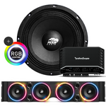 TJ American SoundBar "ASB Audio" Kit TJ Package American SoundBar Black Rockford Fosgate R2 750 Watt 5-Channel RGB LED 8" Ring Light Kit