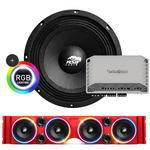 TJ American SoundBar "ASB Audio" Kit TJ Package American SoundBar Red Rockford Fosgate M2 MARINE 750 Watt 5-Channel RGB LED 8" Ring Light Kit