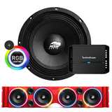 TJ American SoundBar "ASB Audio" Kit TJ Package American SoundBar Red Rockford Fosgate P4 400 Watt 4-Channel RGB LED 8" Ring Light Kit