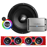 TJ American SoundBar "ASB Audio" Kit TJ Package American SoundBar Red Rockford Fosgate PM MARINE 400 Watt 4-Channel RGB LED 8" Ring Light Kit
