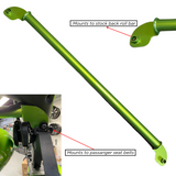 Document showing the mounting details of the American Roll Bar for the JLU Jeep Wrangler (2007-2018), with a close-up view of the mount connected to the passenger seat belt bracket.