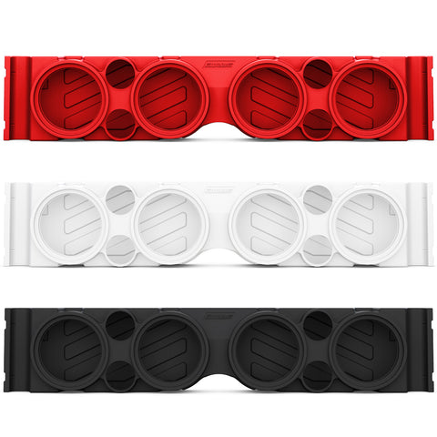 Red, white, and black TJ American Soundbar Empty Enclosures, designed for Jeep TJ (1997-2006), showcasing a modernized design with precise OEM fit.
