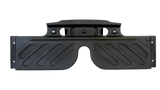 Top view of a black JK/JKU American SoundBar with 4 installed speakers and a mesh grill, part of the Rockford Fosgate Kit.